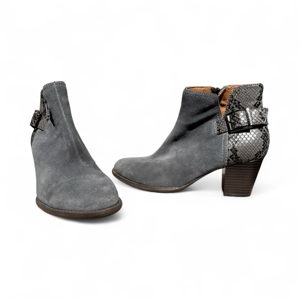 Vionic Naomi Suede Leather‎ Snake-Print Water-Resistant Gray Boots Women’s 7